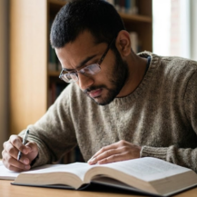 Teacher guiding students